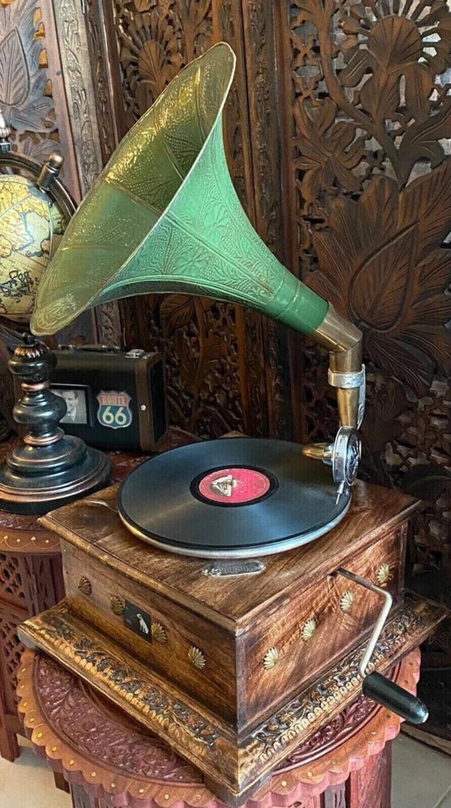 Primary image for Solid HMV Gramophone Fully Functional working Fhonograpf, win-up record player