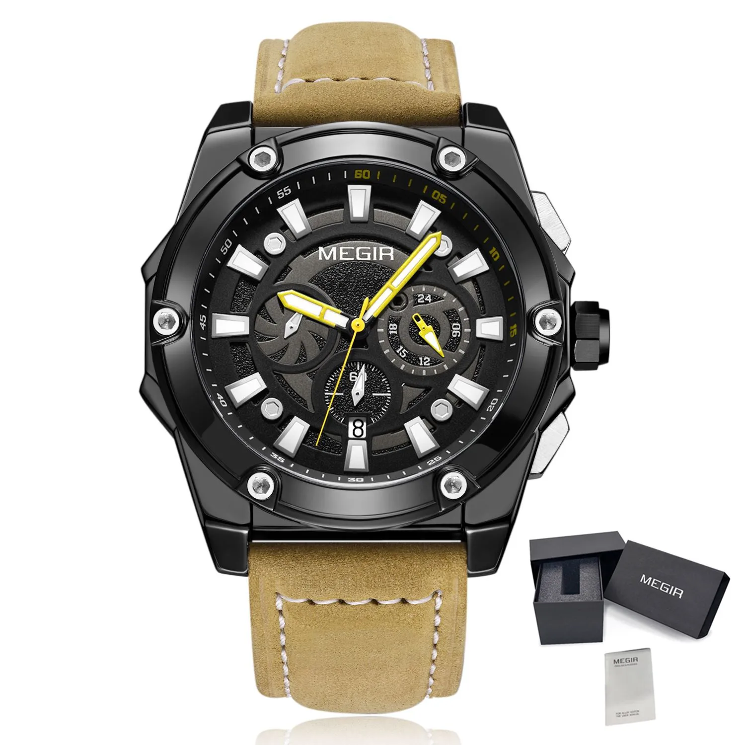 Men&#39;s Watches Top Luxury Casual Sports Wrist Watch Leather Strap Quartz Male Clo - £32.77 GBP