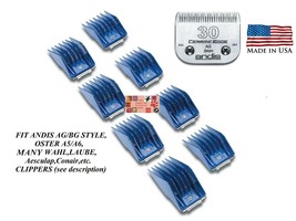 Andis 8pc Guide Attachment Comb&amp;Ceramic Edge 30 Blade*Fit Many Oster,Wahl Clipper - £51.12 GBP