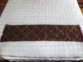 DUGGIE Imperial TRICEL &amp; WOOL Reversible MAROON PLAID SCARF - 10-1/4&quot; x 47&quot; - £19.75 GBP