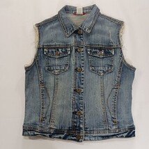 Unionbay J1Y60XR Denim Cotton Vest Women’s Medium Biker Grunge Western Cowgirl  image 13