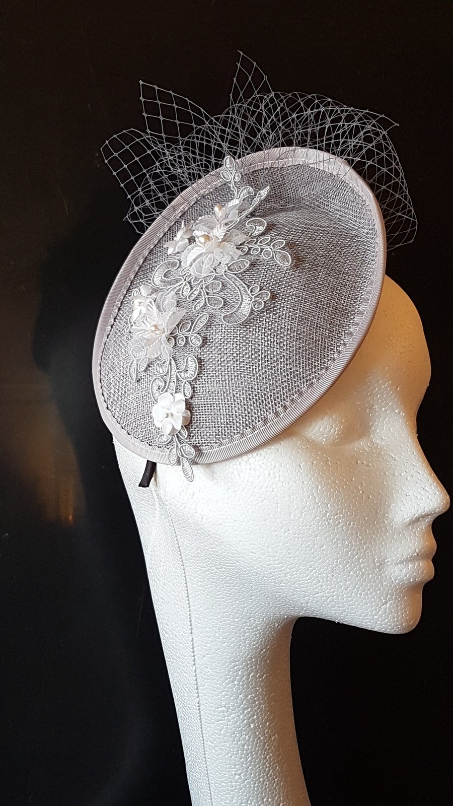 Light Grey Hat FASCINATOR Wedding Mother of bride Kentucky Derby Royal ...