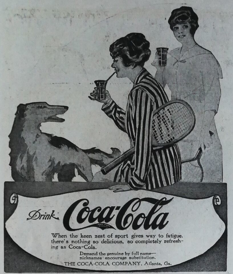 Vintage 1917 Coca-Cola Women Playing Tennis Original Ad 222 - $9.89