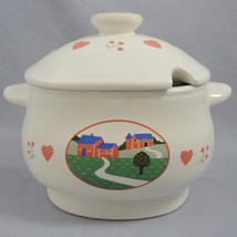 Ceramic Soup Tureen Gravy Boat Country Farmhouse Folk Art Raintree Heart &amp; Home - £7.70 GBP