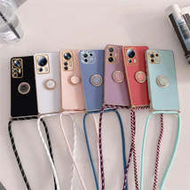 Luxury Plating Phone Case with Ring Holder and Cord Strap For Xiaomi Mi 12T 11T  - £11.16 GBP+