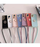 Luxury Plating Phone Case with Ring Holder and Cord Strap For Xiaomi Mi 12T 11T  - $14.27 - $14.92