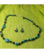 NWT Teal, black, and silver tone beaded necklace mbarnes productions - €9,37 EUR