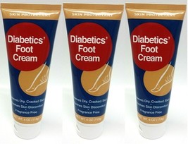 BRAND NEW Diabetic Foot Cream Skin Protectant, Fragrance Free, 4 ozEa ( 3 PACK ) - £19.73 GBP