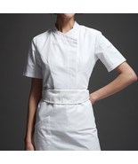 Chef Summer Black White Short Sleeve Culinary Catering Coat Shirt For Women - £23.32 GBP