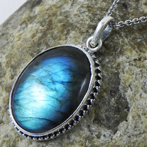 925 Sterling Silver Labradorite Gems Handmade Pendant Necklace Her Gift PSV-1313 - £29.32 GBP+