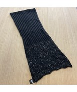 Avenue Black Ribbed Sequenced Knitted Scarf Classy New - $25.98 CAD