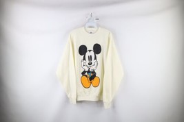 Vintage 80s Disney Mens XL Big Logo Mickey Mouse Crewneck Sweatshirt Cream USA - £66.60 GBP