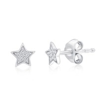 Sterling Silver, Star Diamond Studs - (22 Stones) - £78.14 GBP