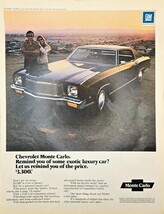 MONTE CARLO-CHEVROLET-Exotic Luxury Car-$3300 1971 Vintage Print Ad - $13.63 CAD