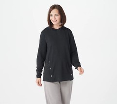 AnyBody French Terry Sweatshirt w/ Side Snaps (Black, X-small) A367681 - £14.26 GBP