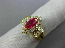 1.50Ct Simulated Marquise Pink Ruby  Womens Cocktail Ring 14K Yellow Gold Plated - £120.18 GBP