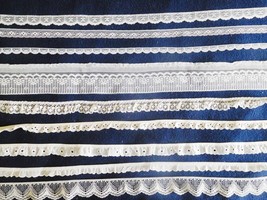 Crafts Sewing LACE HUGE LOT 97+ Yards All White 3/4&quot; - 2-3/4&quot; Wide Trim ... - $76.99