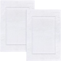 Cotton Banded Bath Mats, White [Not A Bathroom Rug] 21 X 34 Inches, 100% Ring Sp - £26.33 GBP