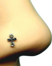 925 Silver Nose Stud Ankh Egyptian Symbol of Life 22g (0.6mm) Straight L Bend - £4.80 GBP