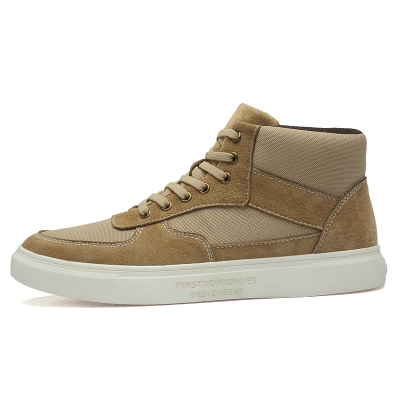 2024 Style Fashion Men&#39;s Shoes Casual Leather Canvas Sneaker Male High Top Platf - £213.35 GBP