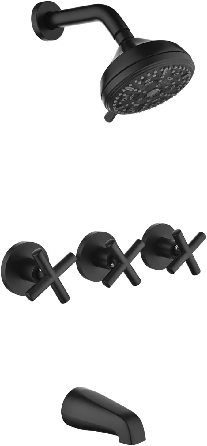 3 Handles Shower Faucet Set With Tub Spout Bathtub Shower Faucets Combo Set - $184.99