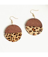 Georgia Dangle Hinged Earring Leopard Print Wood - €11,90 EUR