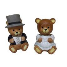 VTG 1980’s Set Of 2 Dress Up Ceramic 4-4.5” Teddy Bears Tabletop Figures Taiwan - £11.75 GBP