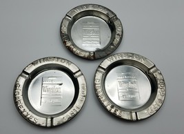 WINSTON CIGARETTES TASTE GOOD Vintage Tin Metal Ashtrays 3.5&quot; SET OF 3 F... - £13.25 GBP