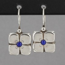 Vintage Silpada Didae Sterling Silver Lapis Accent Flower Drop Earrings W0511 - £31.44 GBP