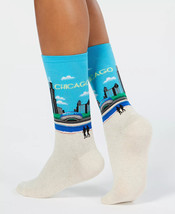 HOTSOX Womens Fashion Crew Socks Chicago Scene Blue 1 Pair - NWT - £4.30 GBP