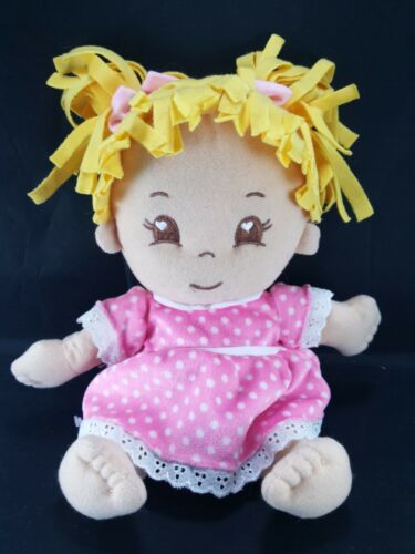 2015 Charisma Adora 13" Plush Doll With Pink polka Dot Dress Yellow Hair soft - $13.36