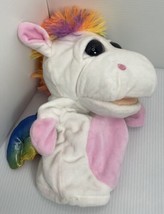 Kellytoy Bee Happy Winged Rainbow Horse Plush Hand Pink Puppet 9 Inch - £6.07 GBP