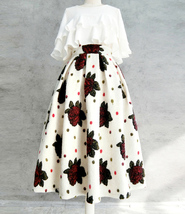 Women Winter Polka Dot Holiday Skirt A-line Black Wool-blend Pleated Skirt Plus  image 11