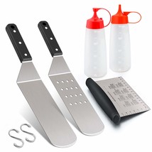 Griddle Accessories Set Of 5, Stainless Steel Grill Griddle Tool Set- Metal Spat - £21.34 GBP