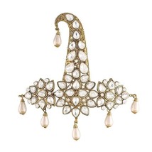 Designer Brooch Kundan Jewelry Set Groom Wedding Party Wearfs - $9.41