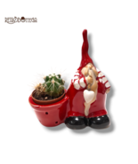 Santa Claus Glossy Red Ceramic Seedbed Holder Plant Pot Christmas Decor - $491.97 MXN