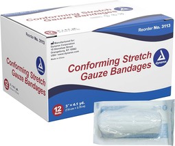 Dynarex Stretch Gauze Bandages, 3&quot; x 4.1 yds, Sterile &amp; Latex-Free, Wound Care i - £39.16 GBP