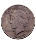 1934-S $1 Silver Peace Dollar in Fine+ Condition, Light Gray Color Stron... - $57.16