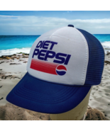 Vtg Diet Pepsi Snapback Trucker Hat  Mesh Back Blue Action Sports USA - £15.99 GBP