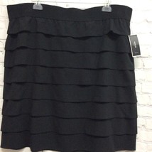 Alfani Womens Isola Ricca Tiered Skirt Ebony Black Stretch Lined Plus 20W New - £12.25 GBP