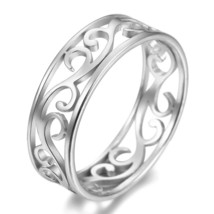 Victorian Style Filigree Ring Silver 316L Stainless Steel Art Nouveau Band - £10.26 GBP