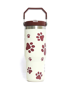 Brown White Animal Paw Print Stainless Steel Insulated 30 oz Tumbler - £22.52 GBP