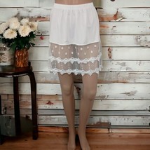 Under Slip Skirt Shirt Dress Extender 2XL Lagenlook Look White Lace Satin Layers - £11.86 GBP