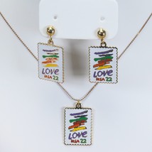 USPS Stamp Love USA1985 Necklace Clip Earrings  22 Cents - €14,36 EUR