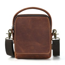100% Genuine Leather Men Shoulder Bags Husband Retro Crazy Horse Leather Male Me - £75.57 GBP