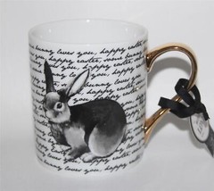 CIROA Bunny Script &quot;Happy Easter Some Bunny Loves You&quot; Gold Handles Mug NWT - £13.62 GBP