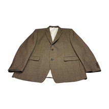 Alan Flusser Blazer Jacket Men&#39;s 46R Brown Houndstooth Lambswool Single ... - £27.67 GBP