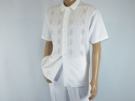 Men Silversilk 2pc walking leisure Matching Suit Italian woven knits 51016 White image 4