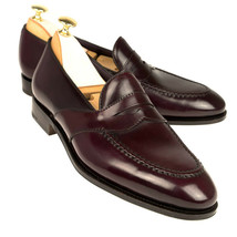 Men&#39;s Maroon Red Penny Loafer Slip On Genuine Leather Black Sole Shoes  US 7-16 - £109.64 GBP