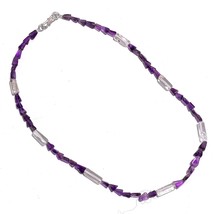 Natural Amethyst Crystal Gemstone Mix Shape Smooth Beads Necklace 17&quot; UB-6487 - £8.67 GBP